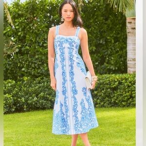 EUC Lilly Pulitzer Maella Resort White Sunny Side Up Engineered Midi Dress